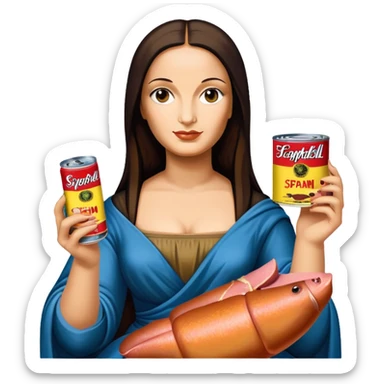 pop art warhol style monalisa holding csn of spam  sticker