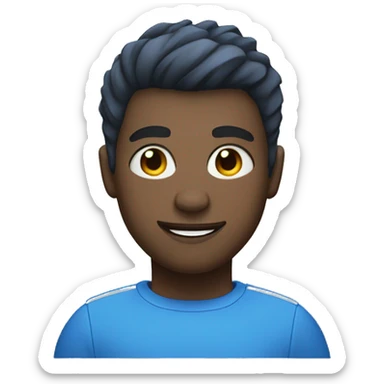 Ligh dark skin men with short hair cut and blue Lightning  sticker