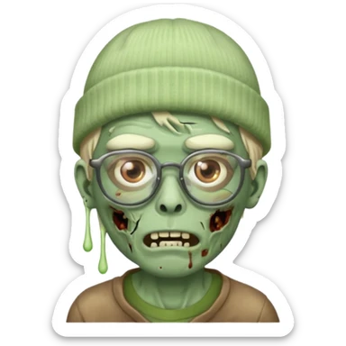 Hazme un zombie con gafas y un gorro de drip sticker