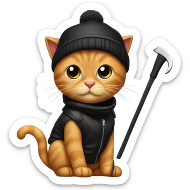 Reddish blonde cat dressed as car burglar  sticker