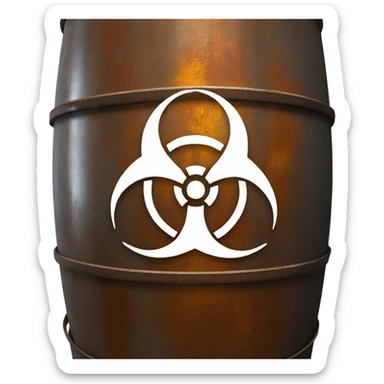 Biohazard symbol on a metal barrel sticker