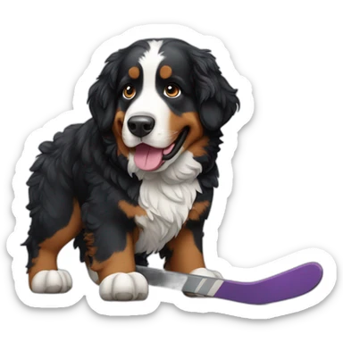 Bernese mountain dog playing ice hockey sticker