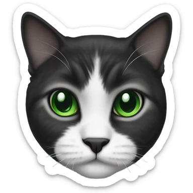 A black and white lop-eared Scottish cat with green eyes sticker