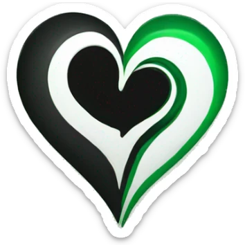 Half black and half Green swirl heart sticker
