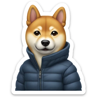 Shiba inu wearing puffer jacket sticker