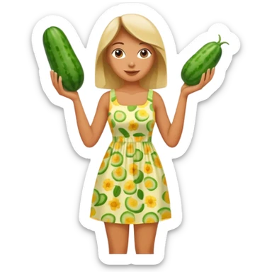 Egy nő árulja az uborkát ami rezeg sticker