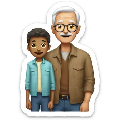 A grandfather with his boy sticker