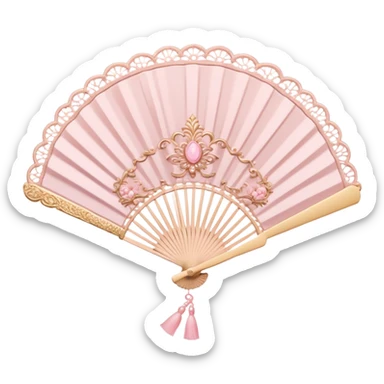 rococo pale pink fan with lace sticker
