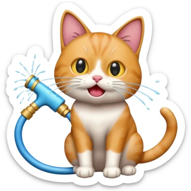 Cat getting sprayed by hose  sticker