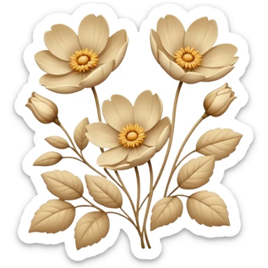 Beige Vintage flowers sticker