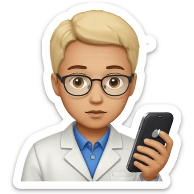 científica viendo un celular sticker