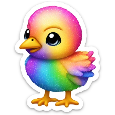 animal chick, rainbow, colorful, neon, glitter  sticker