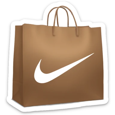 Brown shopping bag with big Nike logo sticker