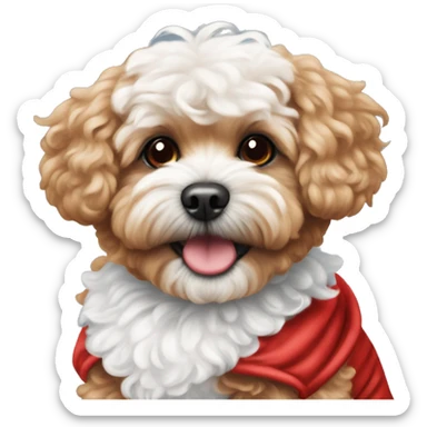 Red Maltipoo in red and white costume  sticker