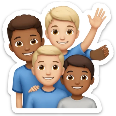 Apple’s three boys emoji but with four boys sticker