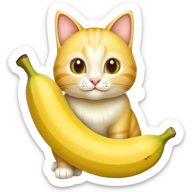 Een kat die een banaan eet  sticker