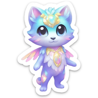 Shiny Shy Cool Sparkly Colorful Pastel beautiful fantasy Kawaii Ethereal Sona Fakemon-animal Full Body sticker