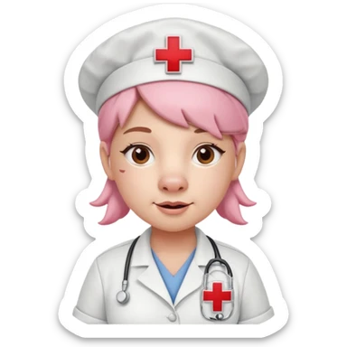 Pink pig nurse with red cross cap.














 sticker