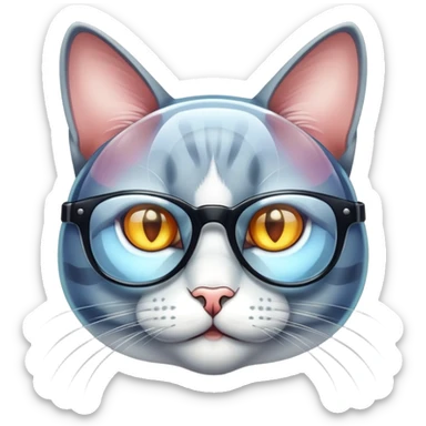 cat wiht glass  sticker