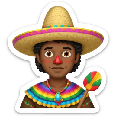 painted face mexican theme, curly hair, male sticker
