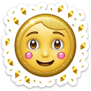 emoji of sparkling shiny glitter, with bright sparkles and shimmering particles, simple cute cartoon style sticker