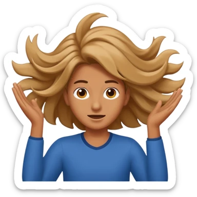 Person flipping hair sticker