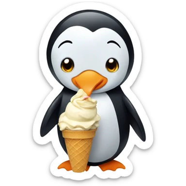 Penguin eating ice cream  sticker