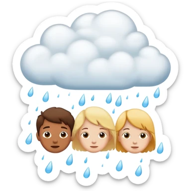 3 kids in a cloud were the cloud is raining poo sticker