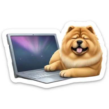 chow chow sleeping on computer keyboard sticker