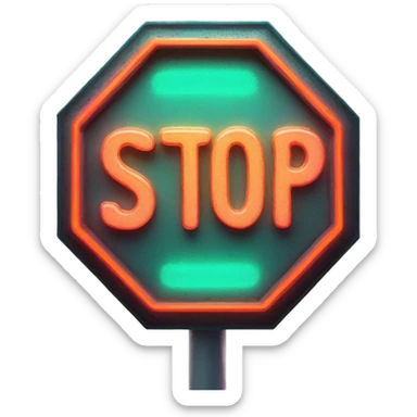 stop sign glowing neon sticker