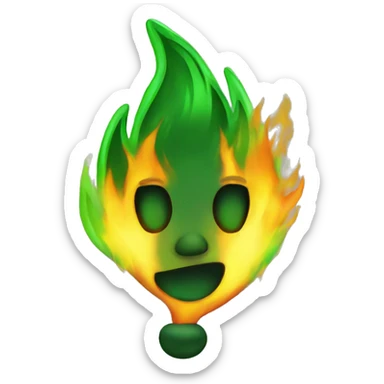 green fire hear sticker