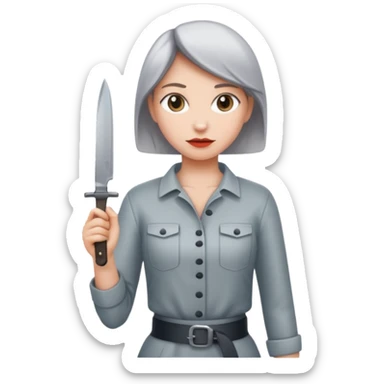 Women standing with a knife behind their back sticker