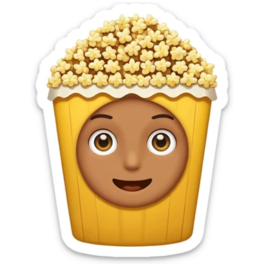 Emoji with 👀 for eyes and is eating popcorn 🍿 sticker