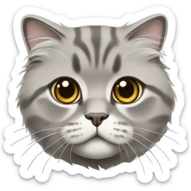 gray scottish fold long-hair cat sticker