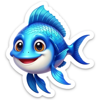 Happy fish looking straight at camera smiling and flapping fins sticker