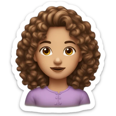 face of midle easten curly tenage girl with medium brown hair in top sticker