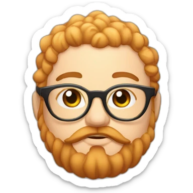 Chubby non binary round glasses long venitian hair and chaotic red and blond beard with vaporizer sticker