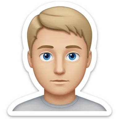man, dark blonde thin hair, without parting of hair, blue-grey eyes sticker