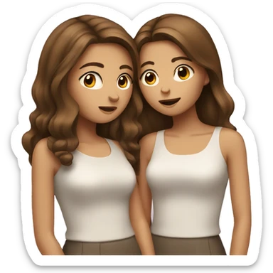 Two girls with brown hair gossiping  sticker