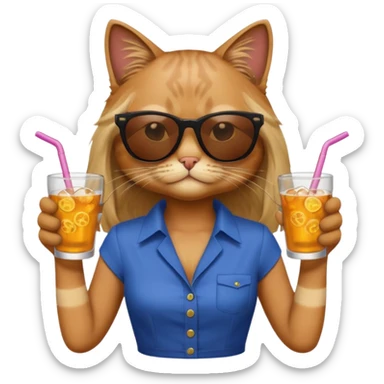 cat long  in drink holders with sunglasses dikkine dress sticker