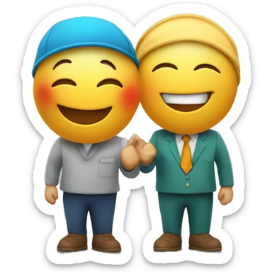 2 happy smileys symbolizing harmonizing and optimization of service at 2 banks on 2 islands. growth mindset, empowerment, future, prosperity sticker