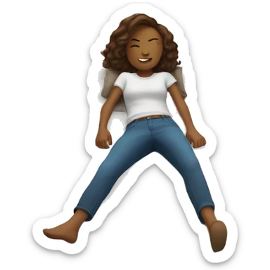 person lies on floor in city sticker