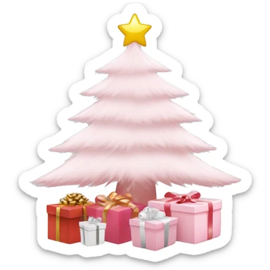 Light pink Christmas gifts under a white Christmas tree  sticker