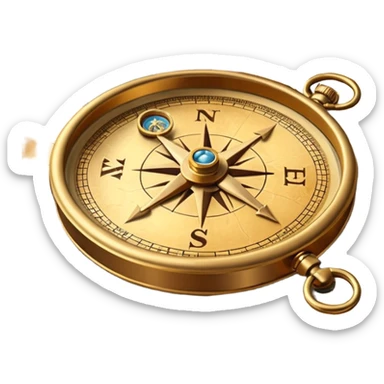 3D Brown golden map with Travel compass pointing to adventure sticker