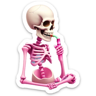 Skeleton with pink hookah  sticker