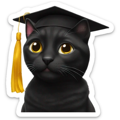 Black cat wearing graduation cap sticker