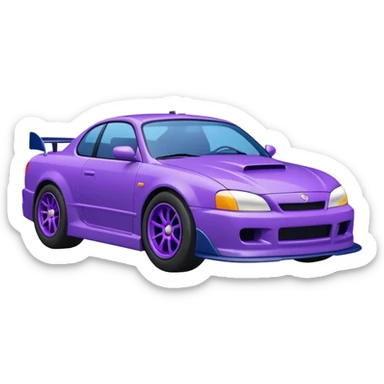 Purple and navy blue car doing a drift. sticker