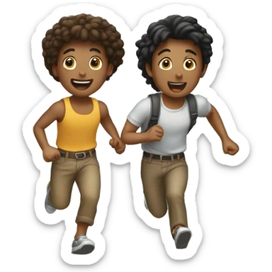 two friends escaping sticker