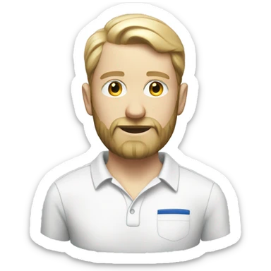  a pale man with beard and a comb over wearing a polo t shirt sticker