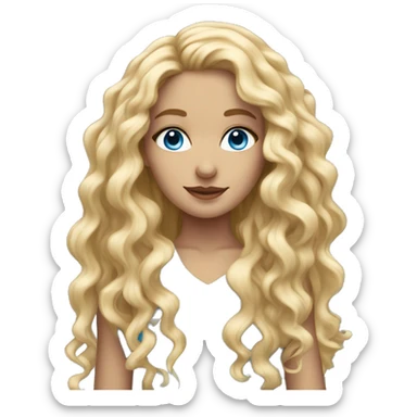 beautiful girl with long curly blonde hair and blue eyes sticker